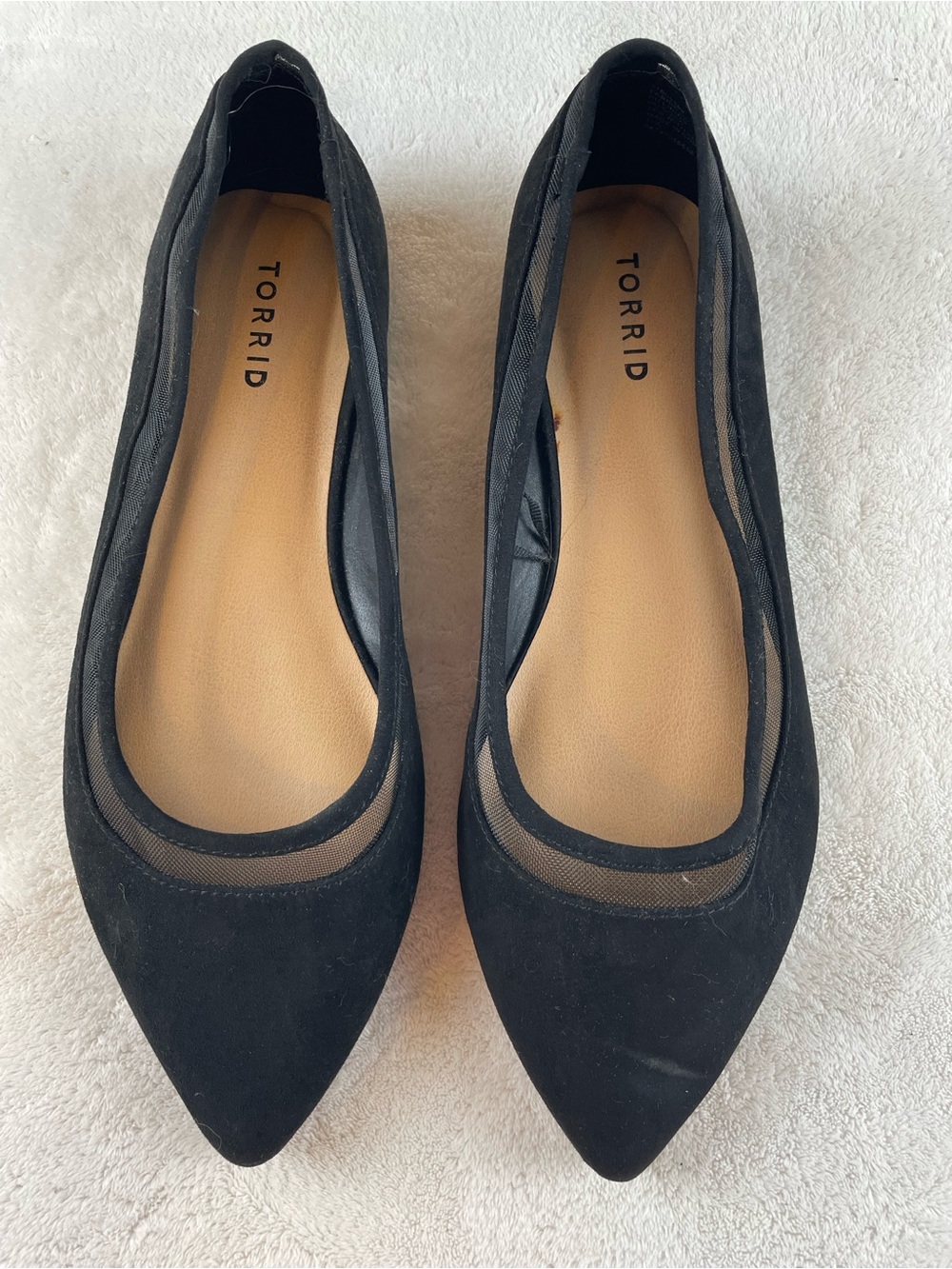 torrid Black Pointed Ballet Flats with Mesh Trim